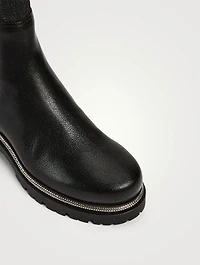 Leather Chelsea Boots With Crystal Trim