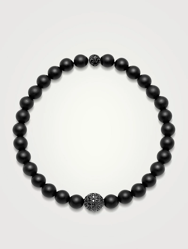 Beaded Bracelet With Black Onyx And Crystal