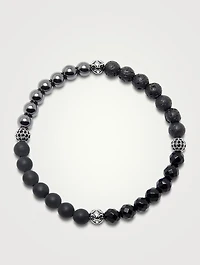 Beaded Bracelet With Lava Stone, Hematite, Onyx And Agate