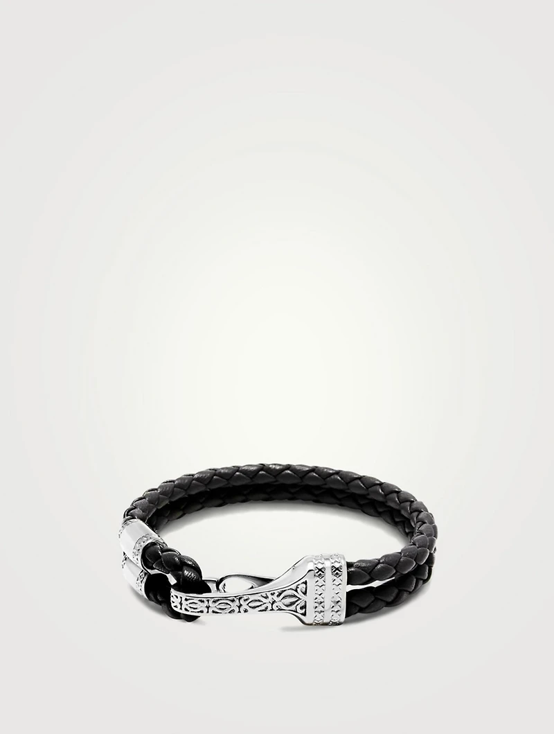 Double Leather Bracelet With Silver Bali Clasp