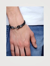 Double Leather Bracelet With Silver Bali Clasp