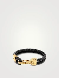 Leather Bracelet With Gold Bali Clasp