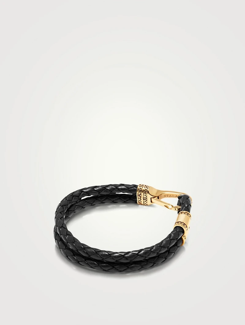 Leather Bracelet With Gold Bali Clasp