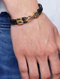 Leather Bracelet With Gold Bali Clasp