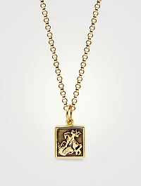 Gold Saint George and The Dragon Pendant Necklace