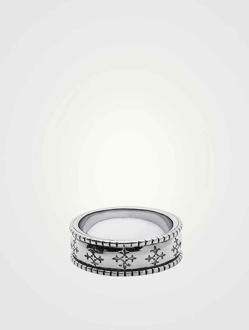 Silver Cross Patterned Ring