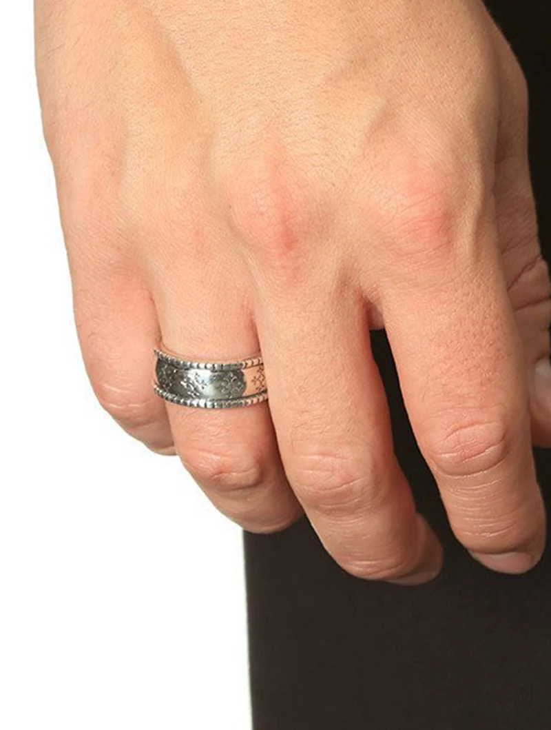 Silver Cross Patterned Ring