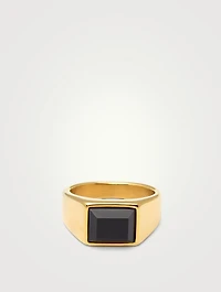 Gold Squared Signet Ring With Onyx