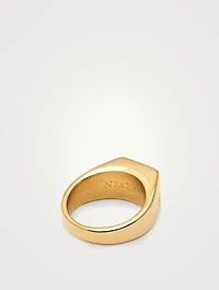 Gold Squared Signet Ring With Onyx
