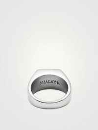 Silver Squared Signet Ring With Onyx