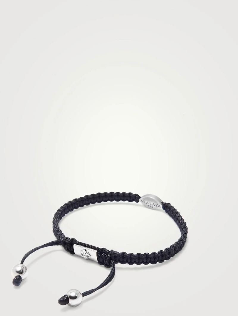 Braided String Bracelet With Silver Evil Eye Bead