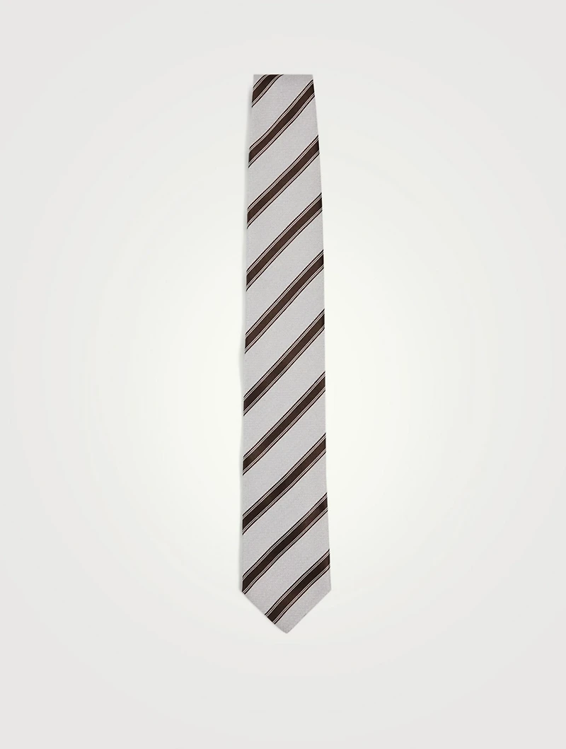 Silk Jacquard Tie In Striped Print