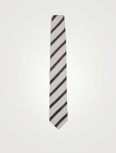 Silk Jacquard Tie In Striped Print