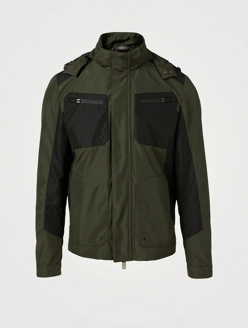 Bi-Fabric Water-Repellent Overcoat