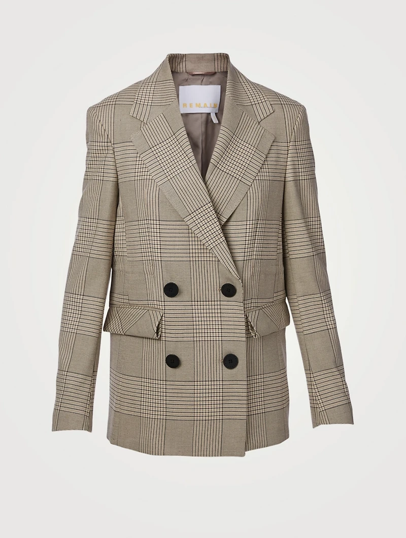 Daisy Double-Breasted Blazer Check Print
