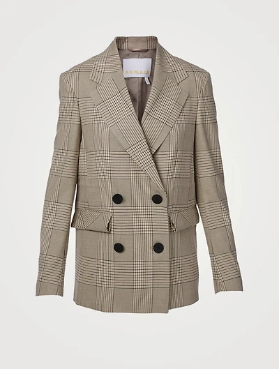 Daisy Double-Breasted Blazer Check Print