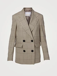 Daisy Double-Breasted Blazer Check Print