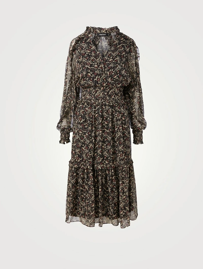 Greta Silk And Lurex Midi Dress Opera Print