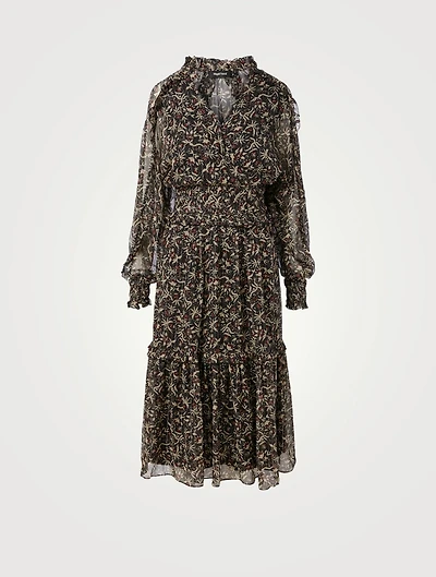Greta Silk And Lurex Midi Dress Opera Print