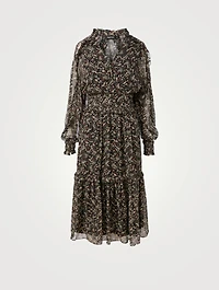 Greta Silk And Lurex Midi Dress Opera Print