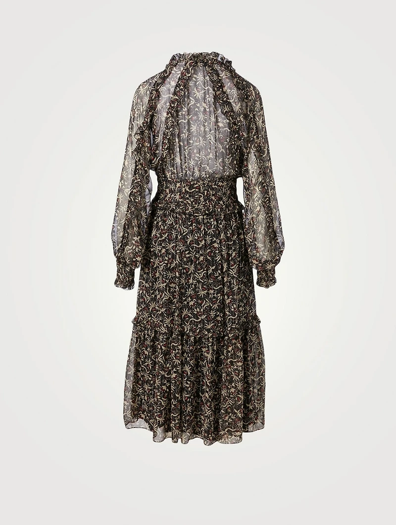 Greta Silk And Lurex Midi Dress Opera Print