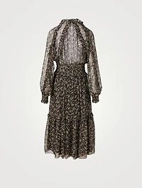 Greta Silk And Lurex Midi Dress Opera Print