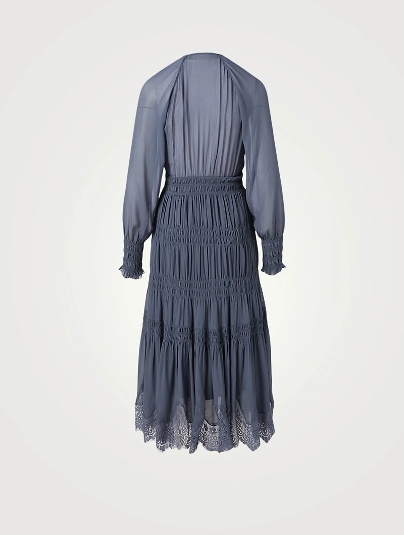 Celestine Long-Sleeve Midi Dress With Lace