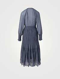 Celestine Long-Sleeve Midi Dress With Lace