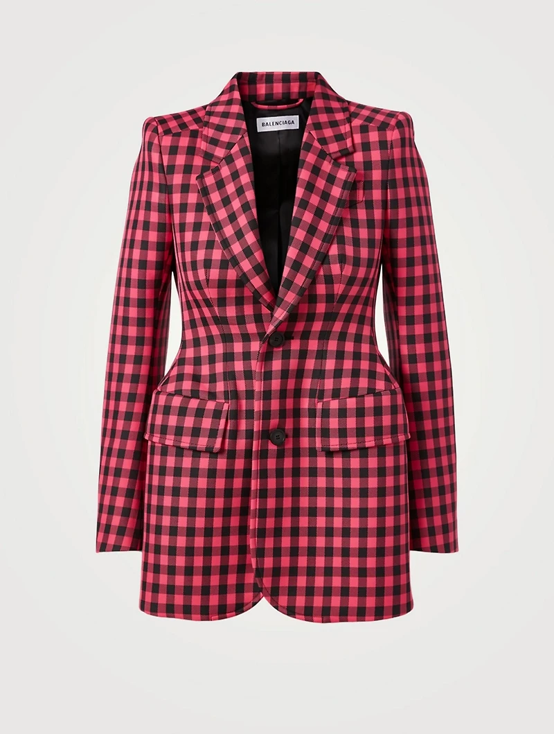 Hourglass Blazer Gingham Print