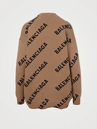 Wool Crewneck Sweater Logo Print