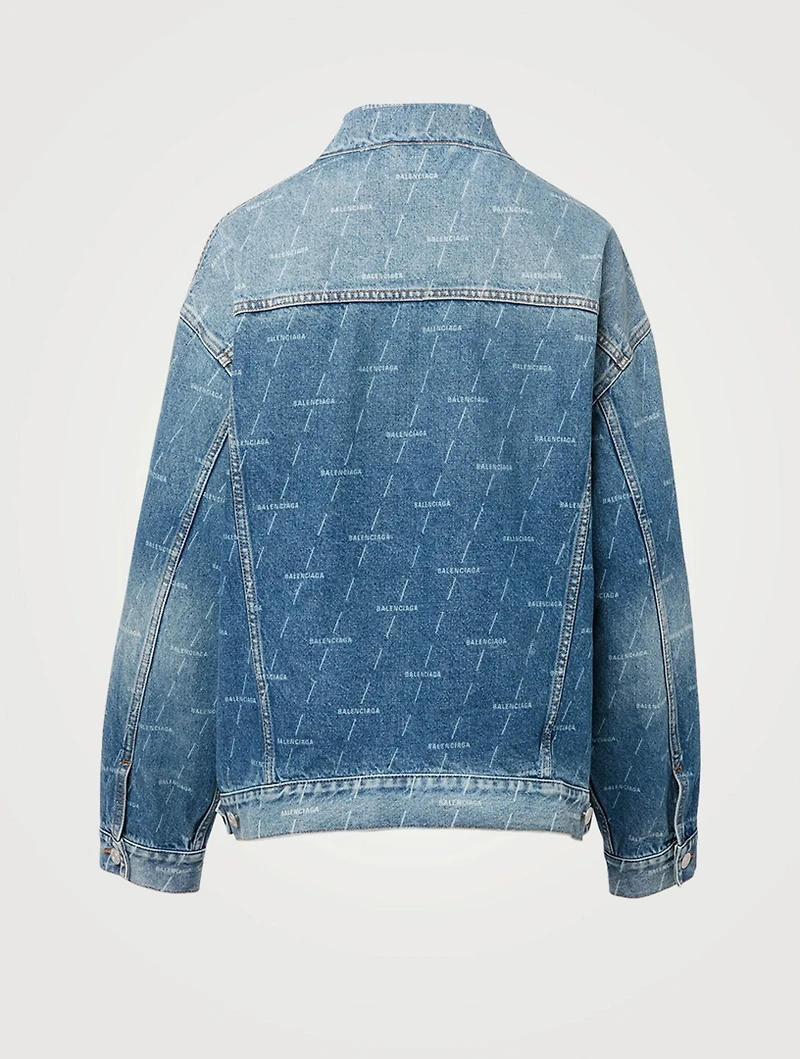 Oversized Denim Jacket Logo Print