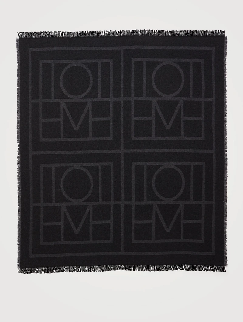 Como Wool And Cashmere Monogram Blanket Scarf