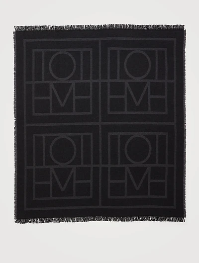 Como Wool And Cashmere Monogram Blanket Scarf
