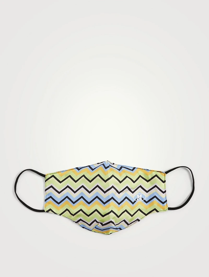 Silk Face Mask In Zig-Zag Print