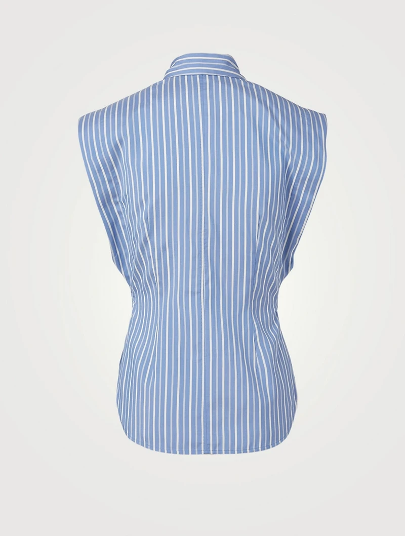 Enza Silk Sleeveless Shirt Striped Print