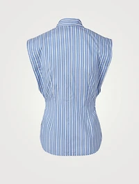 Enza Silk Sleeveless Shirt Striped Print