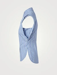 Enza Silk Sleeveless Shirt Striped Print