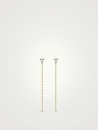 Trend 18K Gold Pearl Chain Drop Earrings With Diamonds