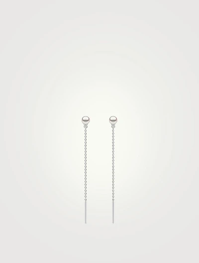 Trend 18K Gold Pearl Chain Drop Earrings With Diamonds