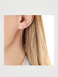 Trend 18K Gold Pearl Chain Drop Earrings With Diamonds