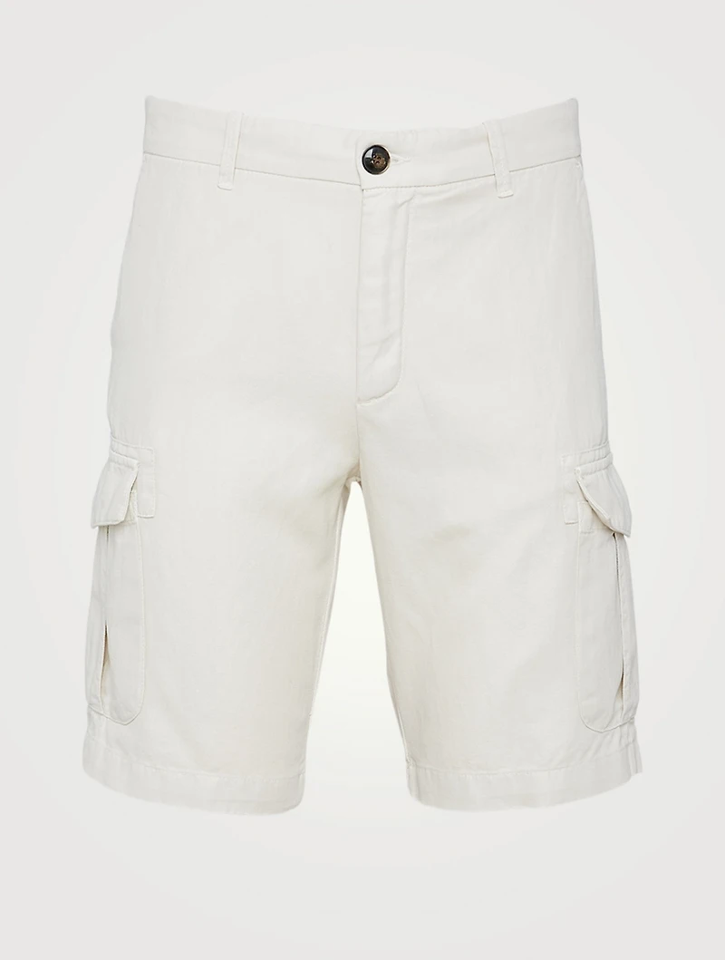Cotton And Linen Cargo Shorts