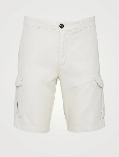 Cotton And Linen Cargo Shorts