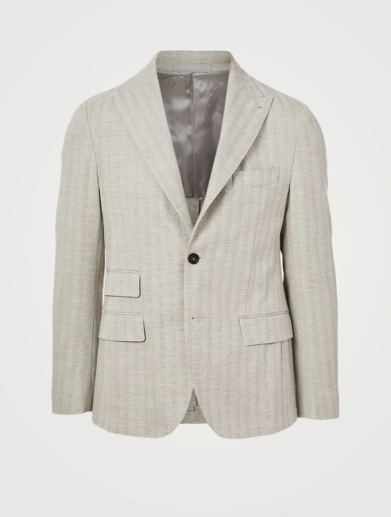 Cotton-Blend Jacket Herringbone Print