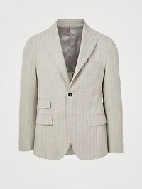 Cotton-Blend Jacket Herringbone Print