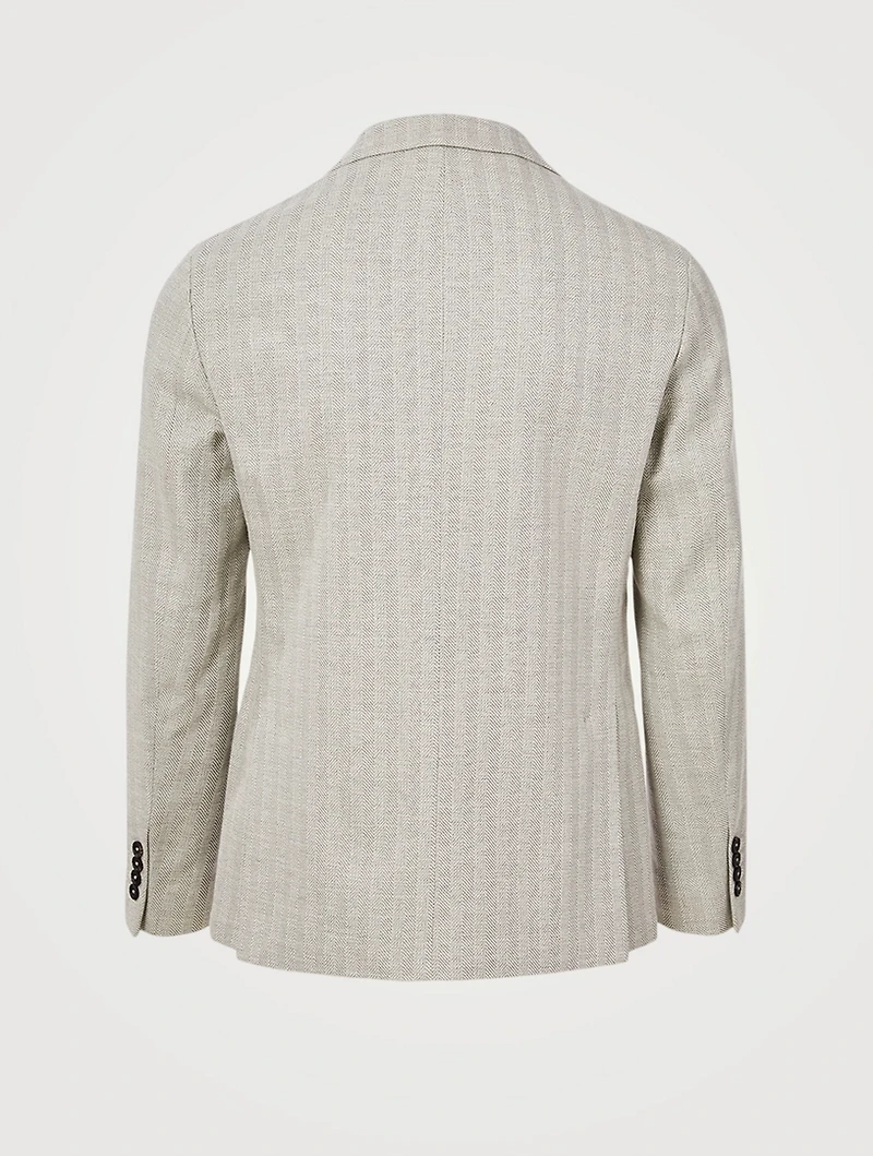 Cotton-Blend Jacket Herringbone Print