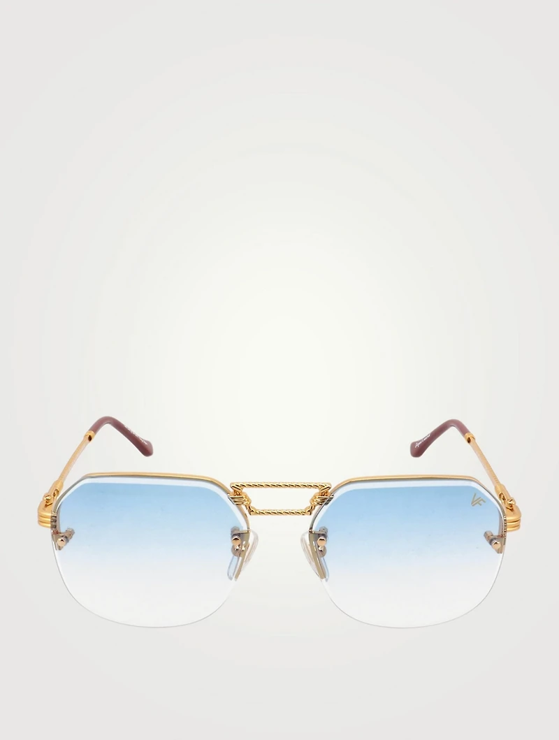 CEO Bevel Drill Mount Aviator Sunglasses