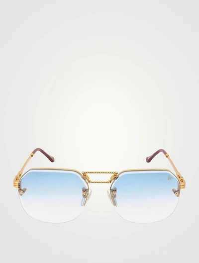 CEO Bevel Drill Mount Aviator Sunglasses
