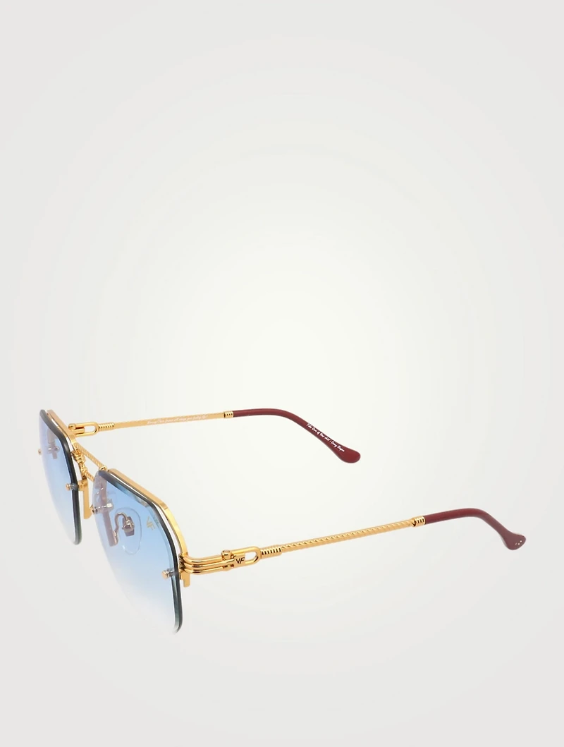 CEO Bevel Drill Mount Aviator Sunglasses