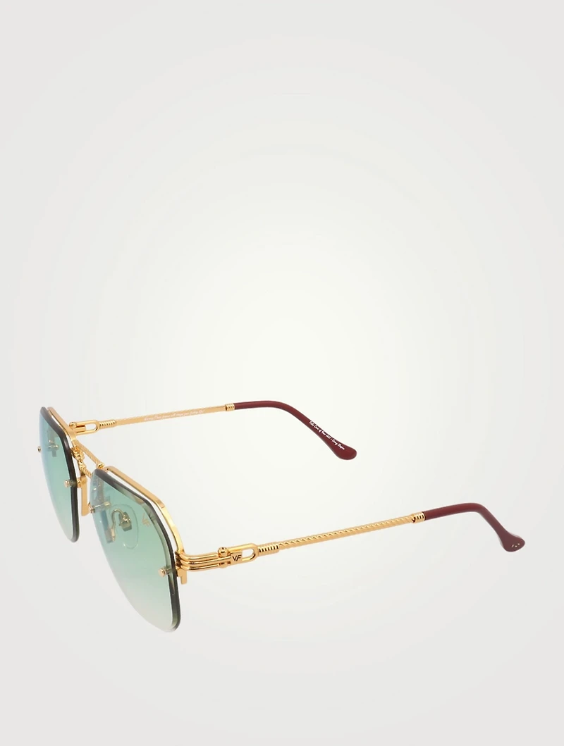 CEO Bevel Drill Mount Aviator Sunglasses