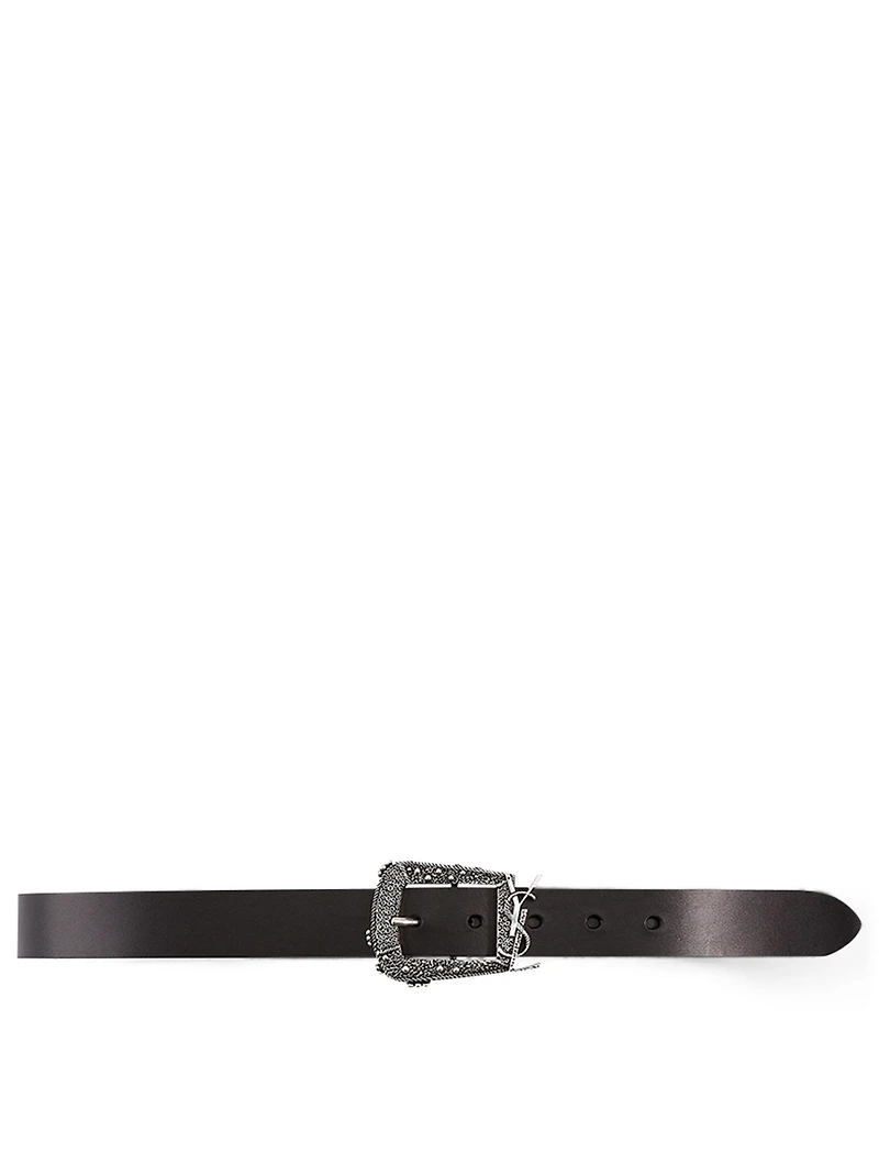 YSL Monogram Buckle Leather Belt